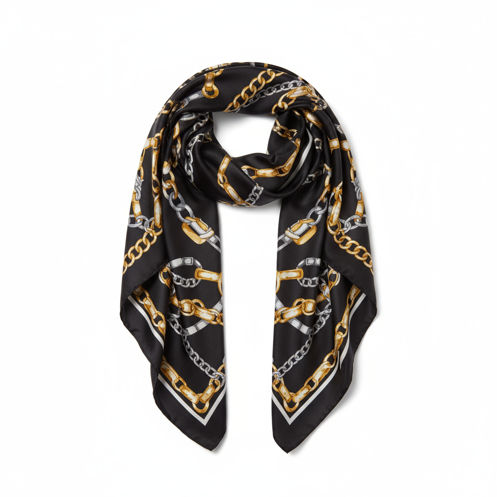Chain Print Scarf - Black