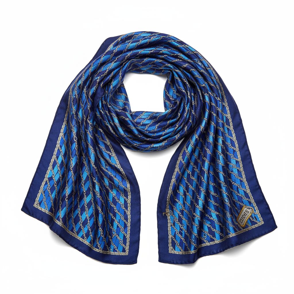 Chain Print Scarf - Blue