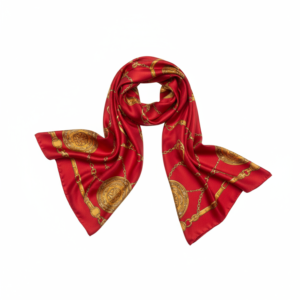 Chain Print Scarf - Red