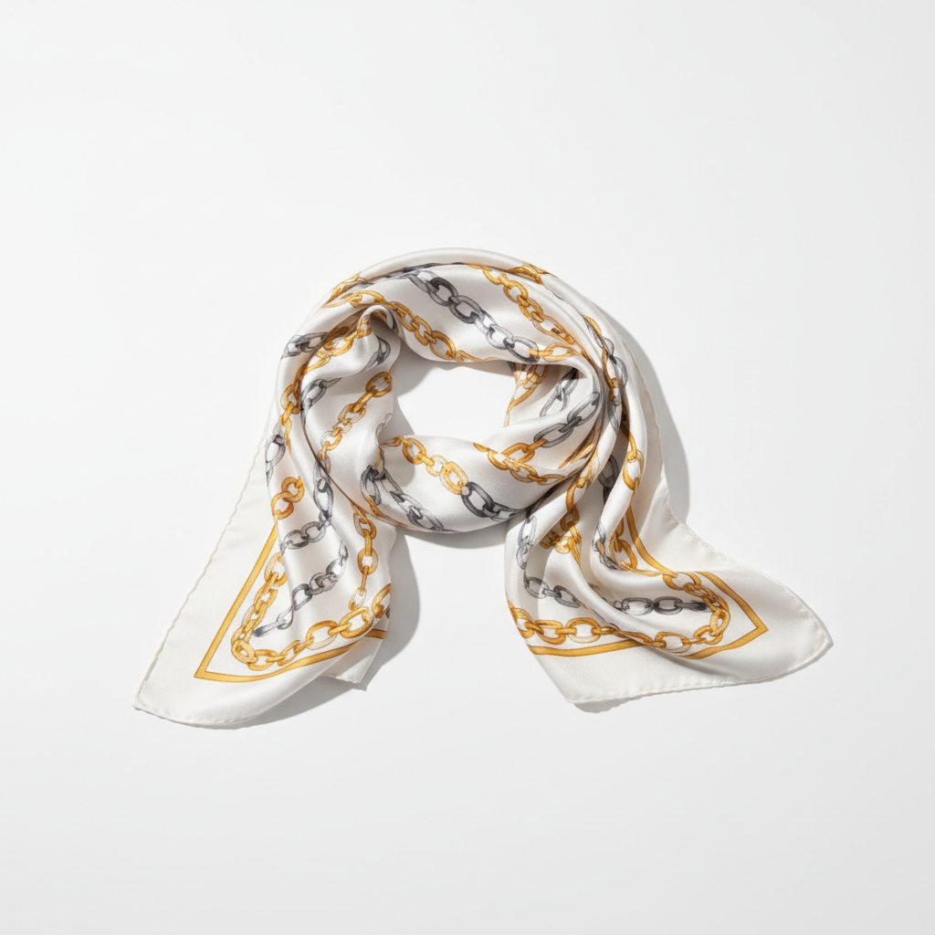 Chain Print Scarf - White