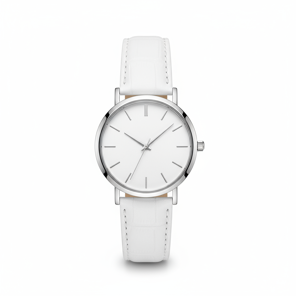 Classic Leather Strap Watch - White