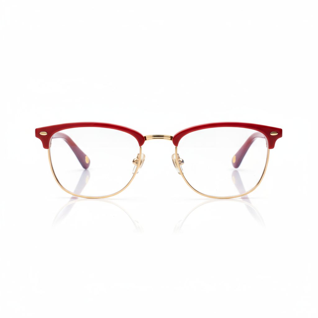 Clubmaster Style Glasses - Red